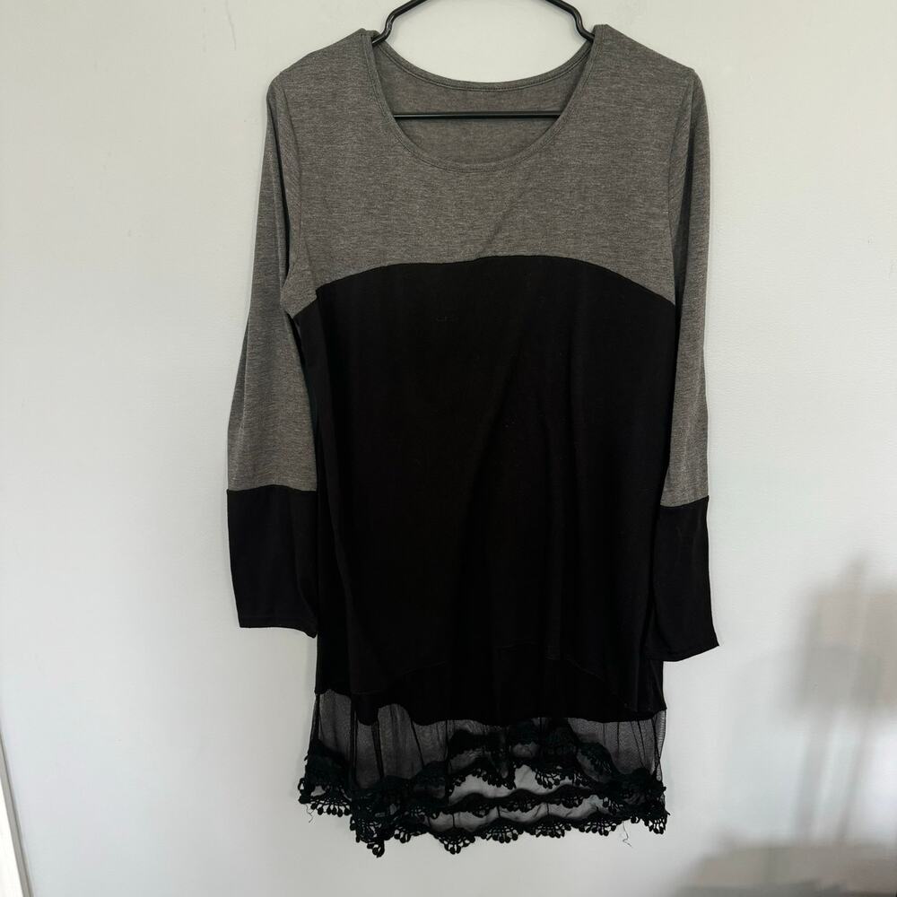 Unbranded Black & Gray Colorblock Tunic Top Plus Size XXL Fits More Like XL